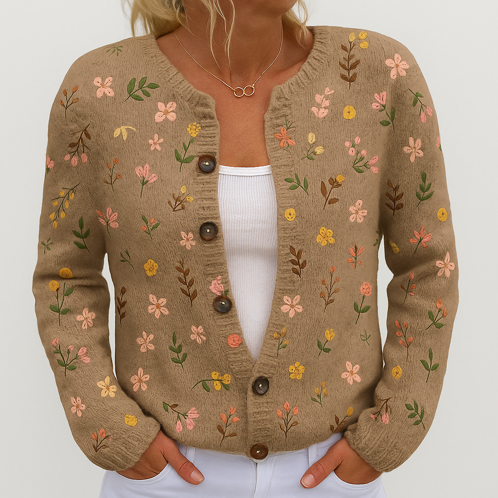 Alina | Cardigan a Maglia Floreale da Donna | Vestibilità Versatile