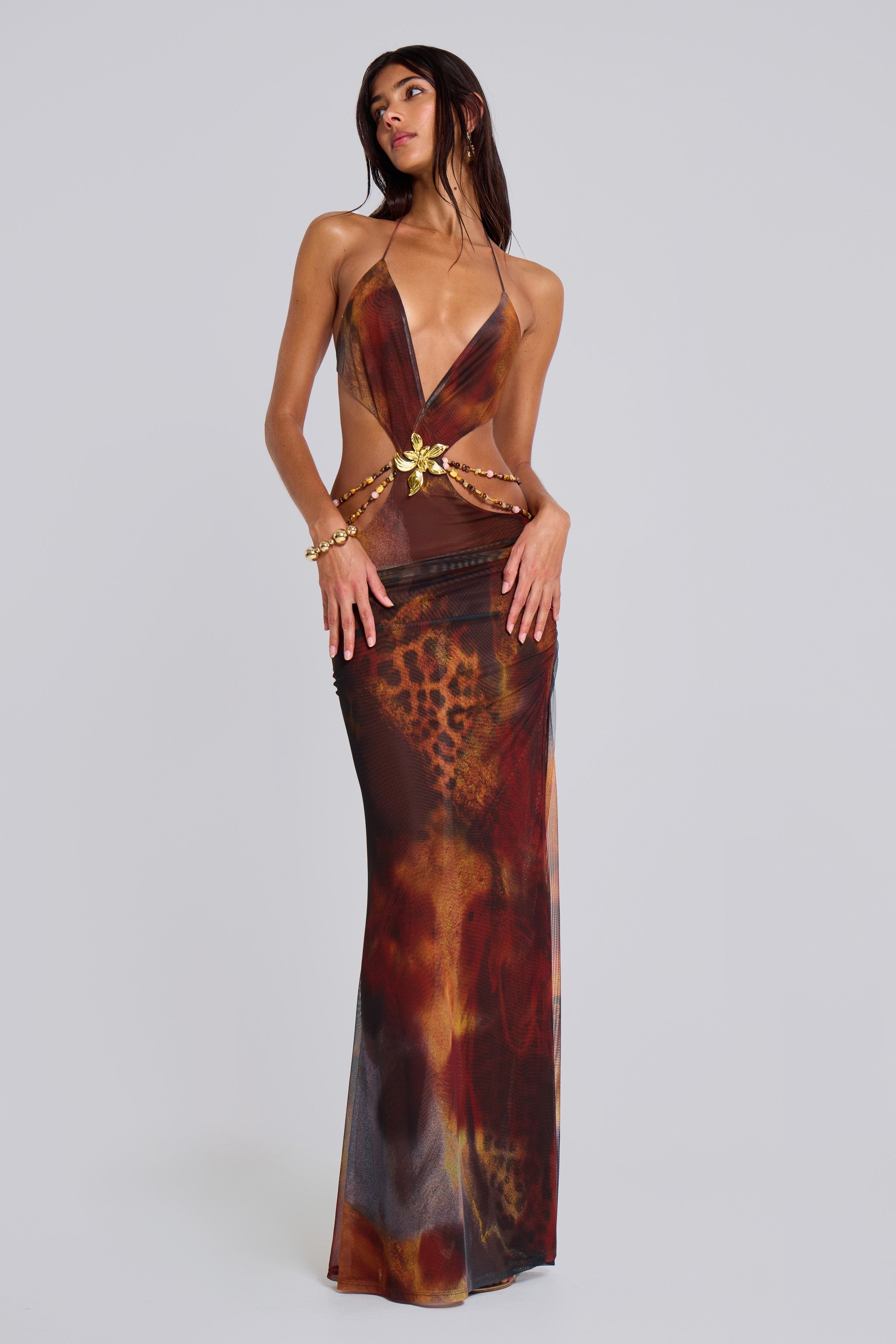 Belle Nuit™ | Backless Maxi Dress in Whiskey