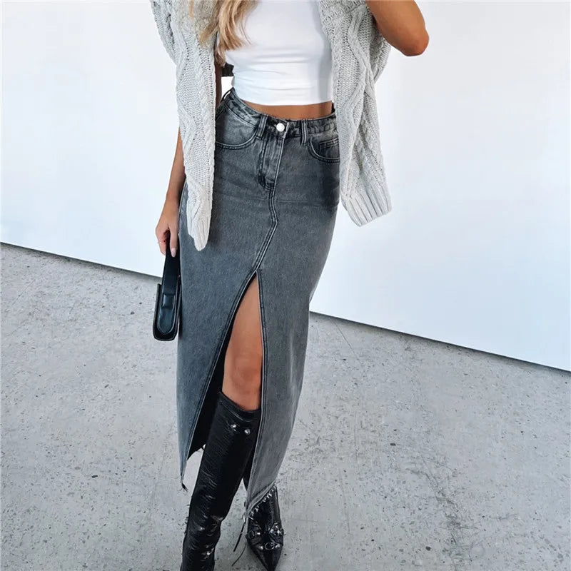 Belle Nuit™ | Denim Maxi Skirt