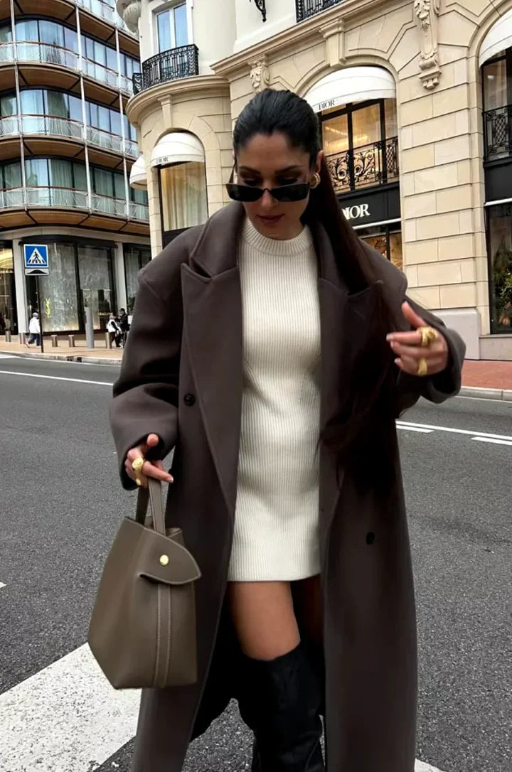 Belle Nuit™ | Elegant Brown Oversized Coat