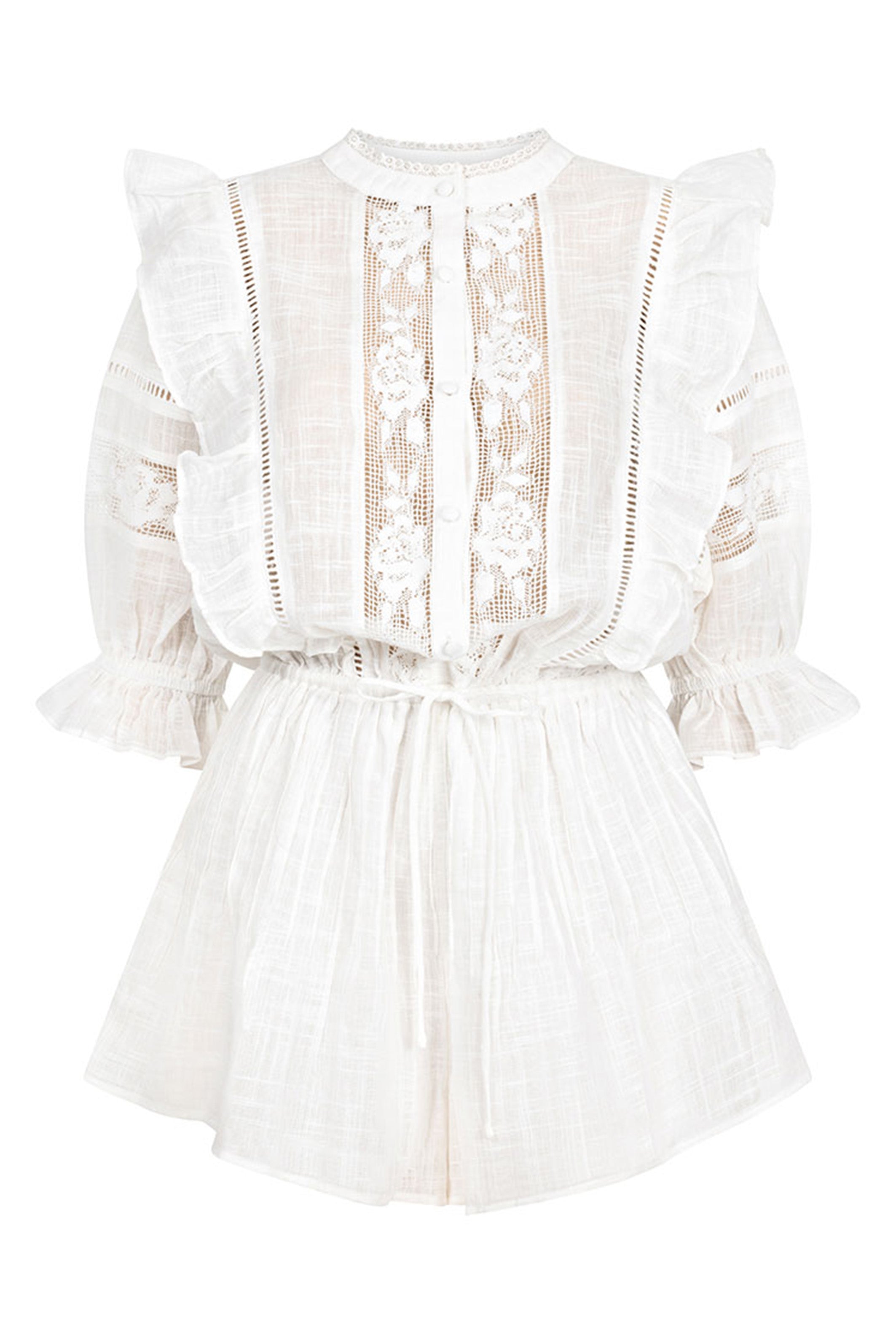 Eleonora | Jumpsuit estiva leggera con dettagli in pizzo - 100% cotone