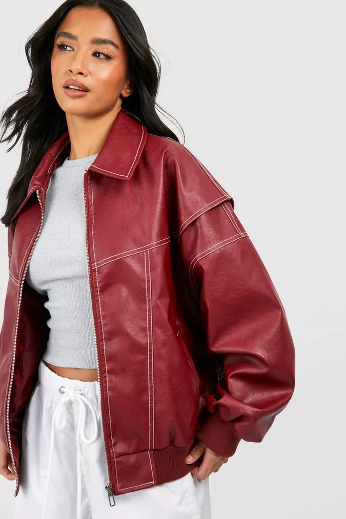 Belle Nuit™ | Leather Look Bomber Jacket