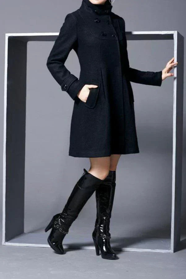 Aria | Cappotto elegante in lana con cappuccio