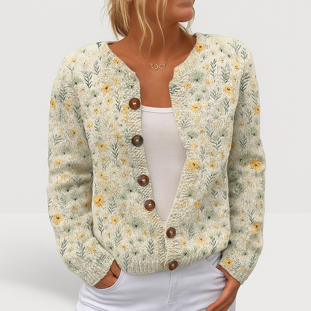 Alina | Cardigan a Maglia Floreale da Donna | Vestibilità Versatile