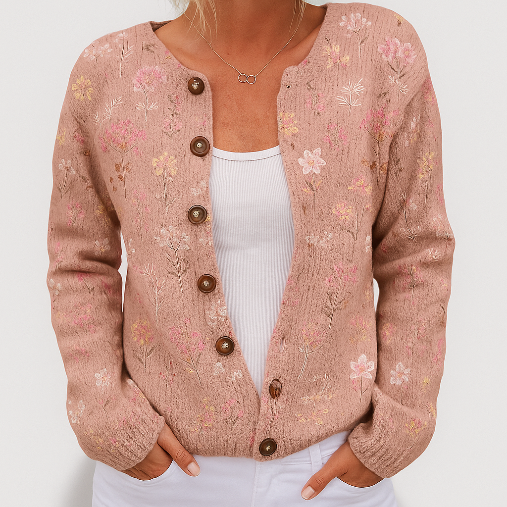 Alina | Cardigan a Maglia Floreale da Donna | Vestibilità Versatile