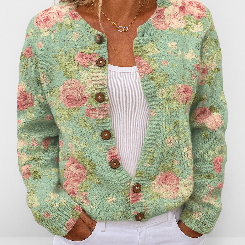 Alina | Cardigan a Maglia Floreale da Donna | Vestibilità Versatile
