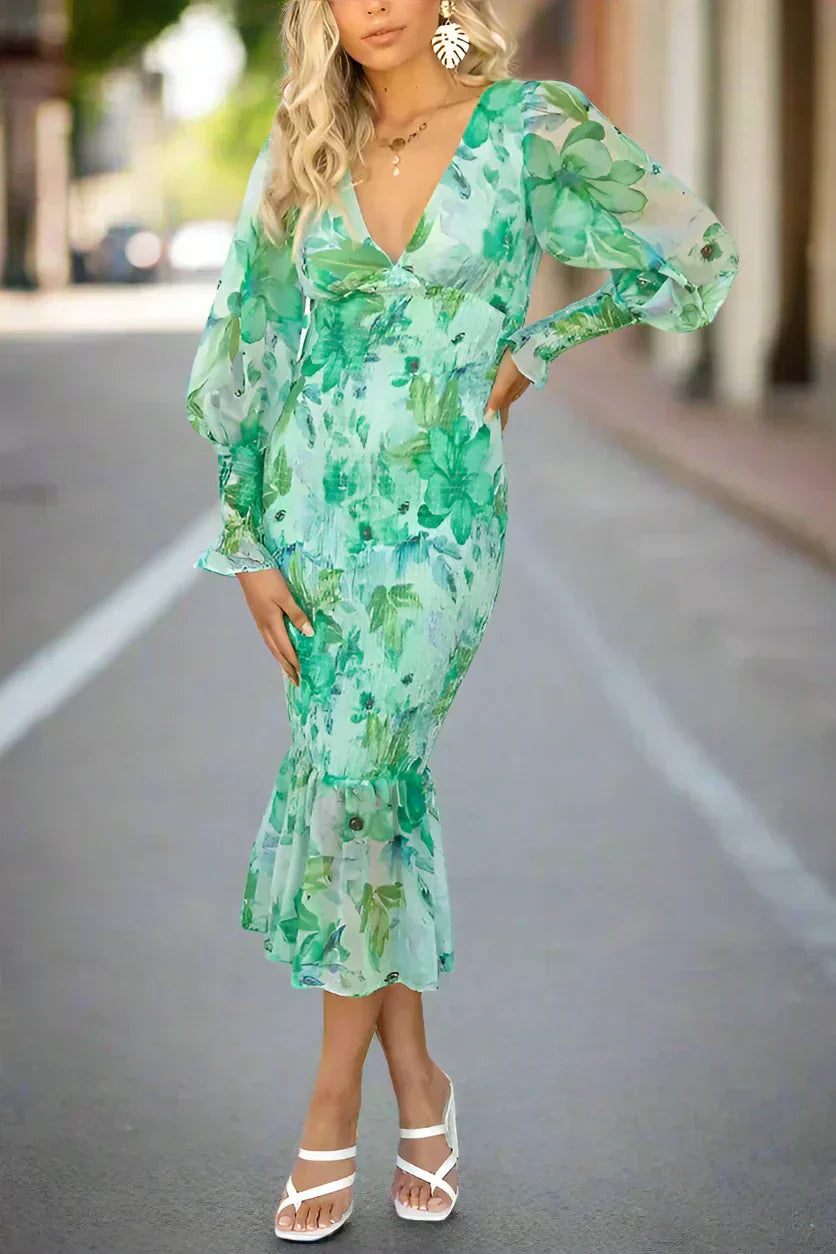 Melissa | Abito midi con volant floreali