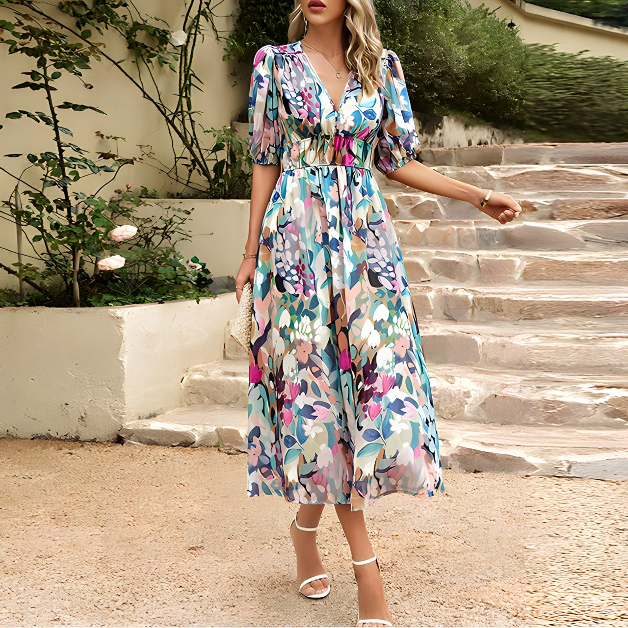 Isolde | Abito midi con scollo a V