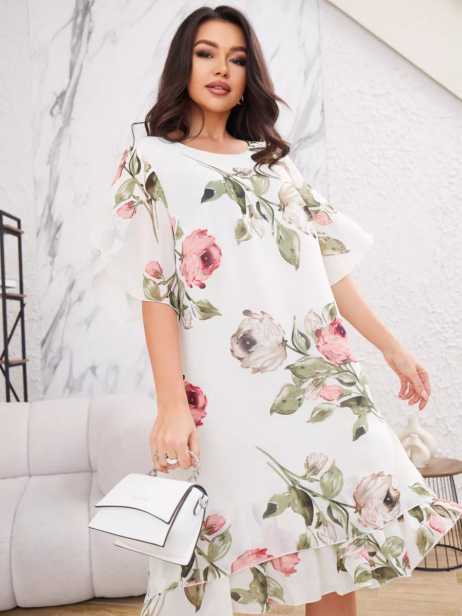 Judith | Elegante abito in chiffon con stampa floreale