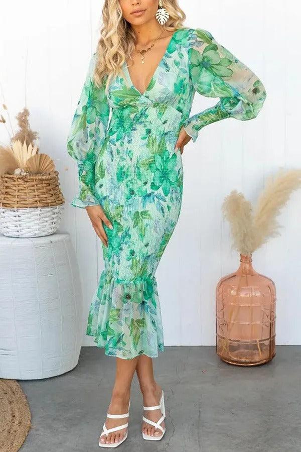 Melissa | Abito midi con volant floreali