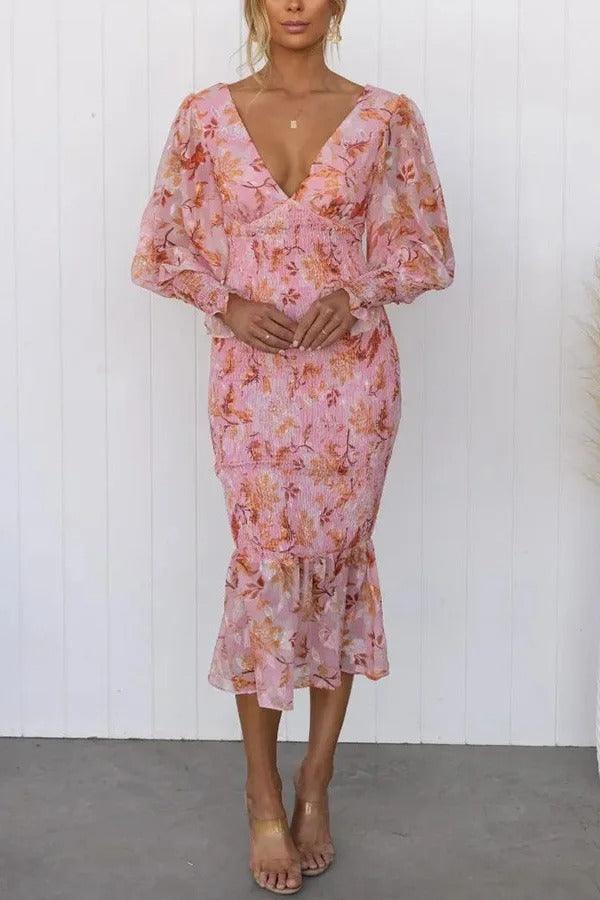 Melissa | Abito midi con volant floreali