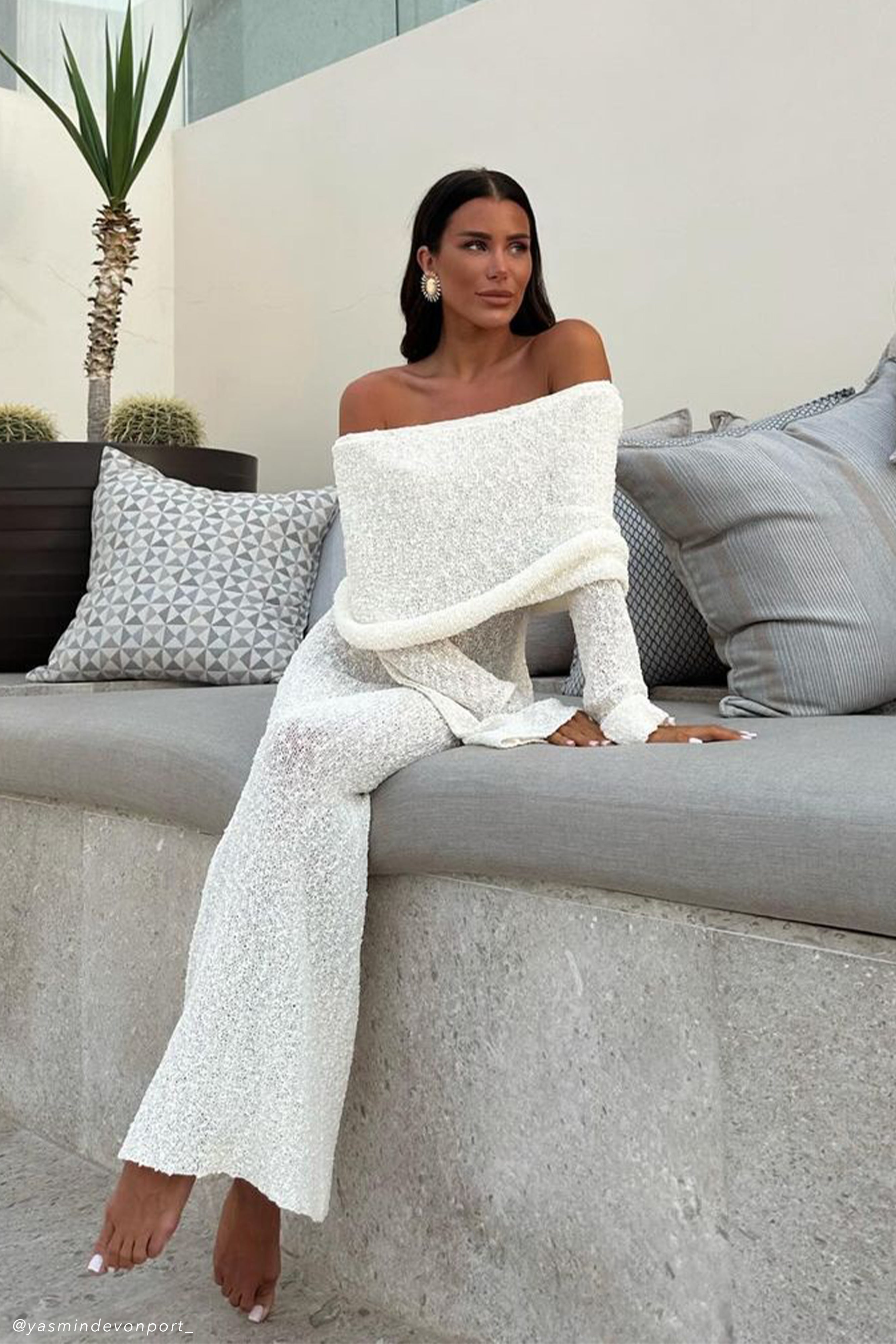 Belle Nuit™ | Isobella Off Shoulder Boucle Maxi Dress